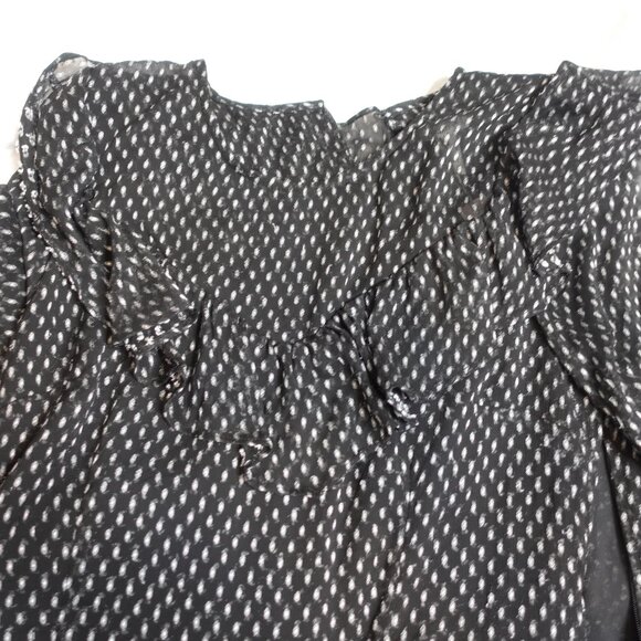 NWT Avec Les Filles Black White Polka Dot Ruffle Mini Dress Women's size 6 - Picture 5 of 11